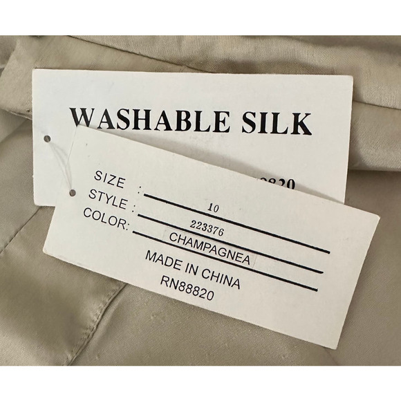 SilkLand NWT Silk Champagne 100% Washable Silk Textured Mini Skirt Sz 10 - Picture 8 of 9